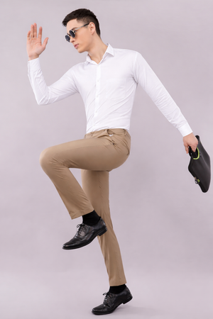 2 way flexiwaist khaki trouser for men