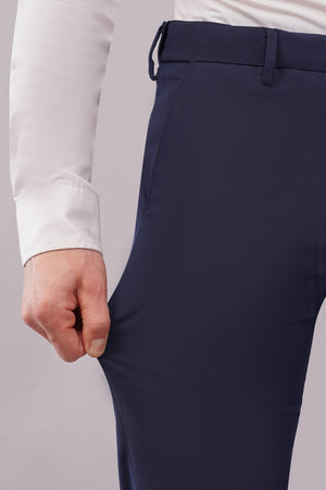 stretch formal pants for men in blue color