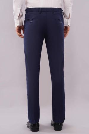 4 way flexible formal pants in navy blue color and lycra fabric