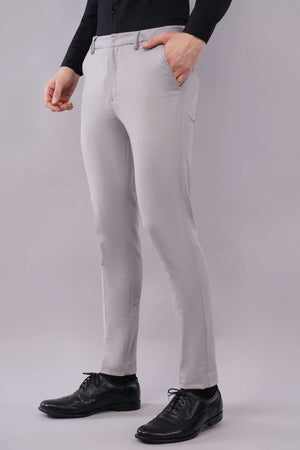 grey color 4 way ultra flexi stretch formal pants