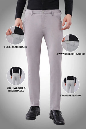 4 way lycra grey ultra flexible stretch pant