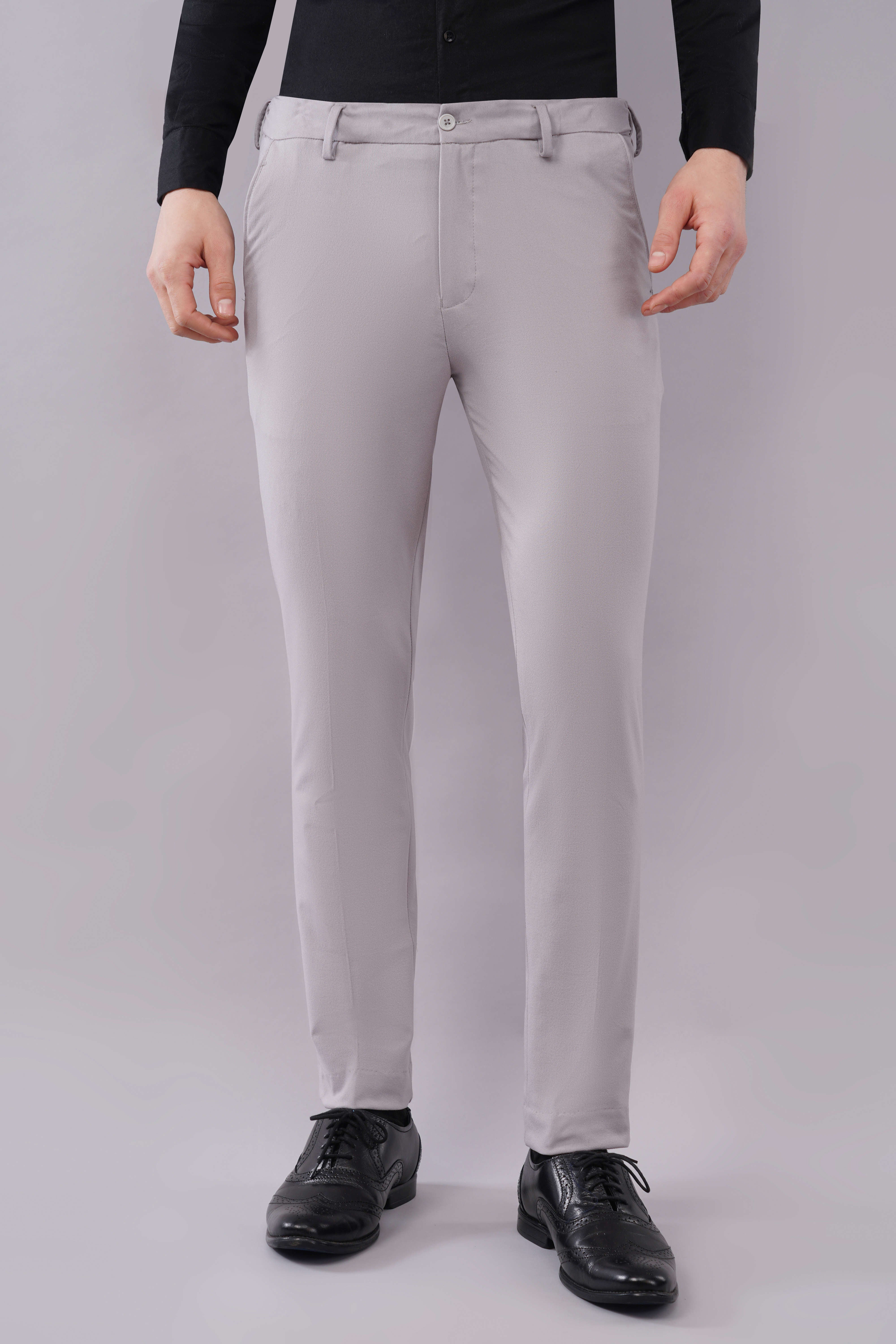 Grey 4 Way Flexi Ultra Stretch Formal Pants for Men