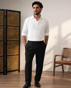 4 way black flexi waist pant stretching