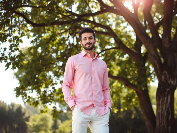 Pink Shirt and Matching Pants Combination for Men