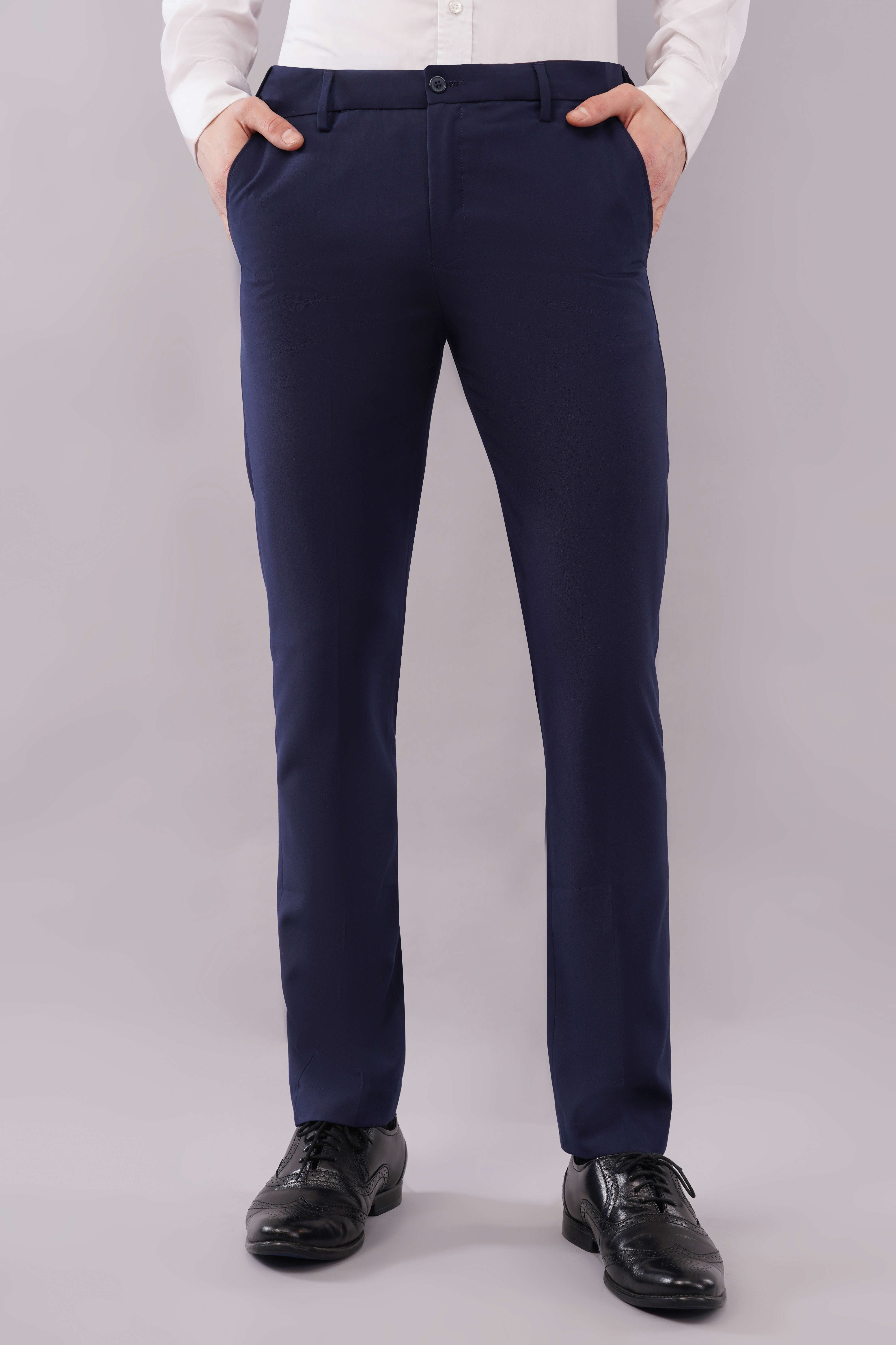 2 way blue color stretchable formal trouser for men