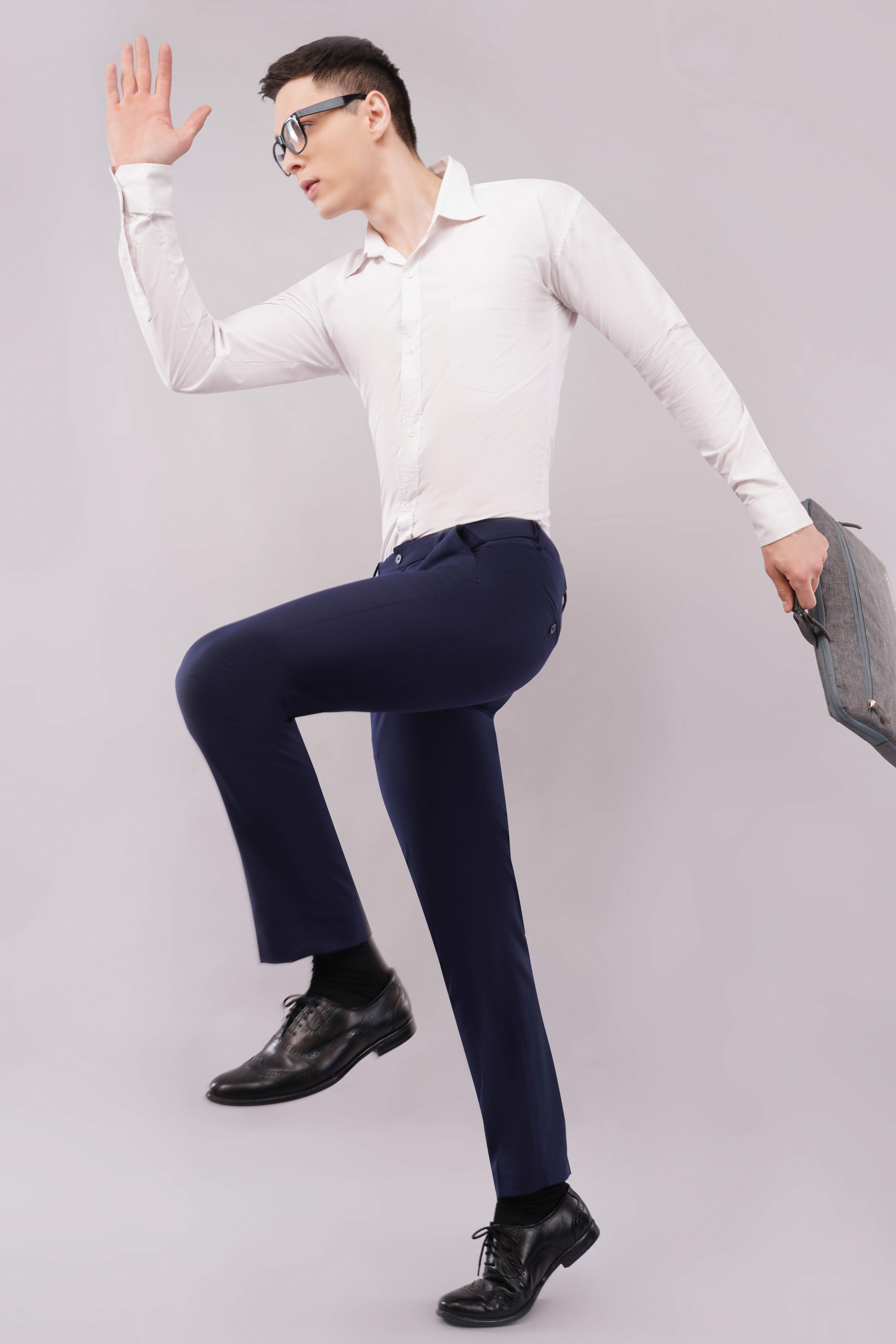 2 way flexi stretch formal pants for men in navy blue color 
