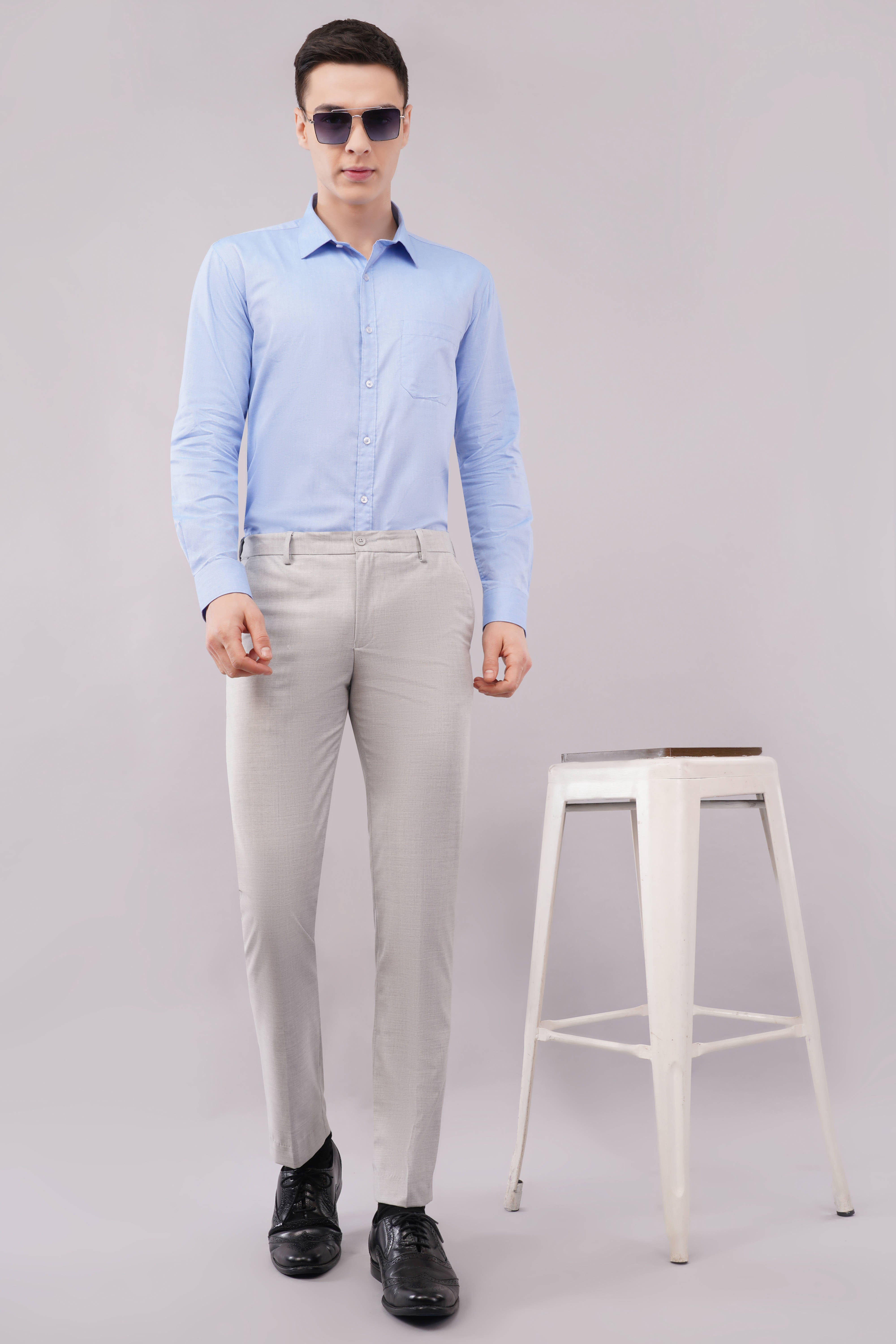 Grey 2 Way Flexi Stretch Pants for Men