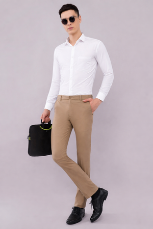 2 way khaki color flexistretch trouser for men