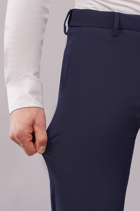 stretch formal pants for men in blue color