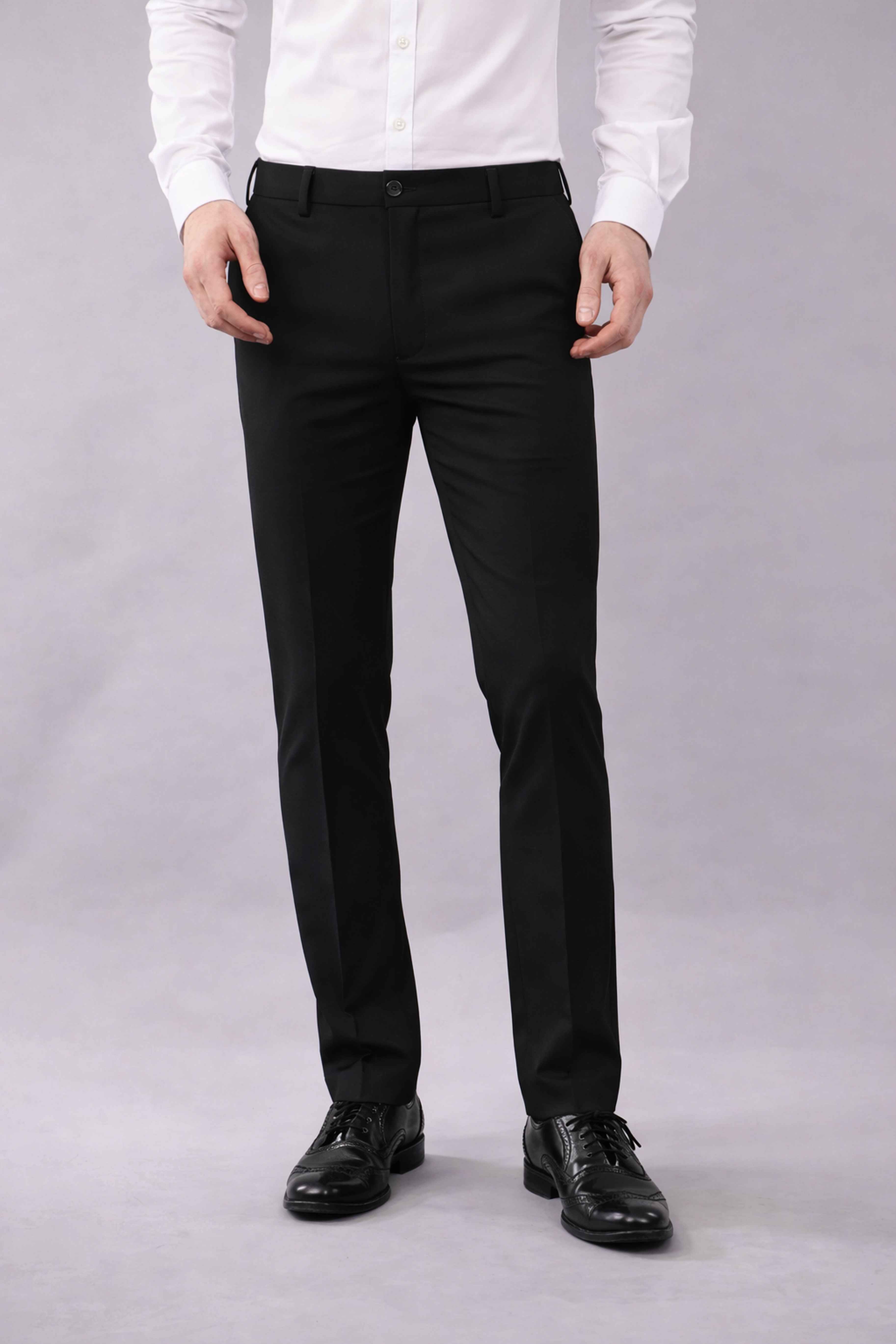 2 way stretch black pants for men