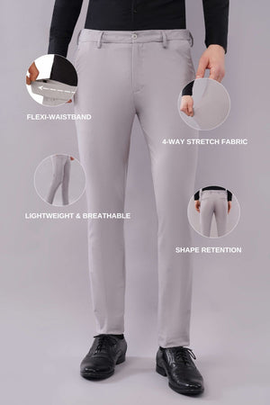 4 way stretch lycra grey pant for men