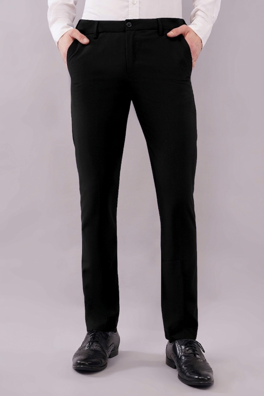 Black 4 Way Flexi Ultra Stretch Formal Pants for Men