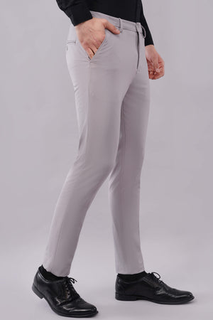 4 way stretchable formal trouser in grey color for men