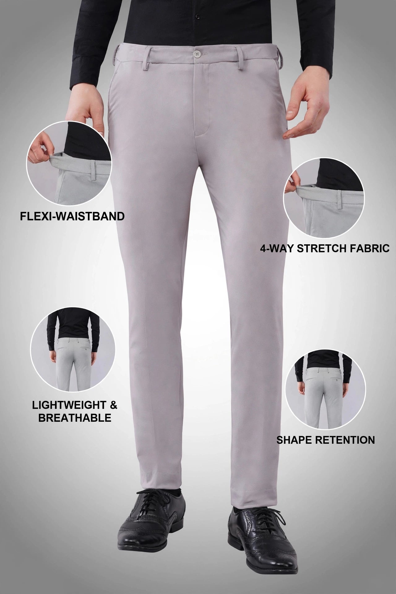 4 way  lycra grey ultra flexible stretch pant
