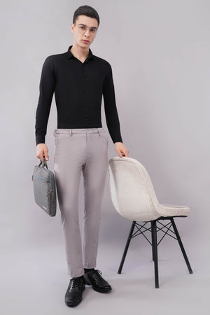 4 way stretch grey color formal trousers for men