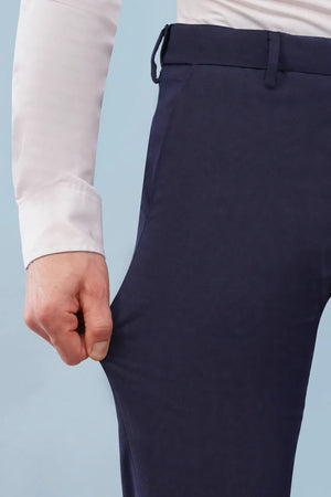 navy blue 4 way ultra stretch flexi waist pant