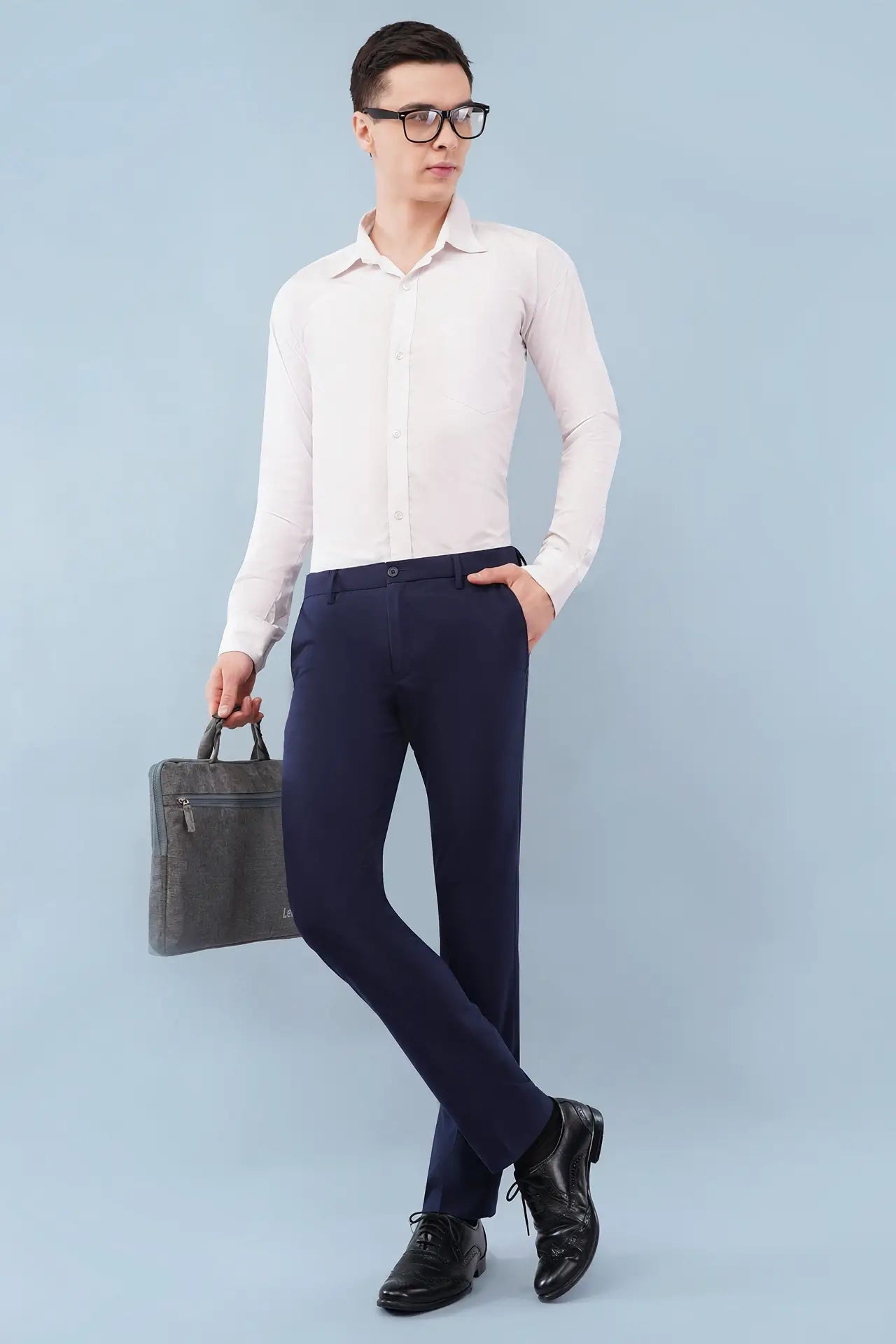 navy blue 4 way trouser ultra stretch flexi waist 