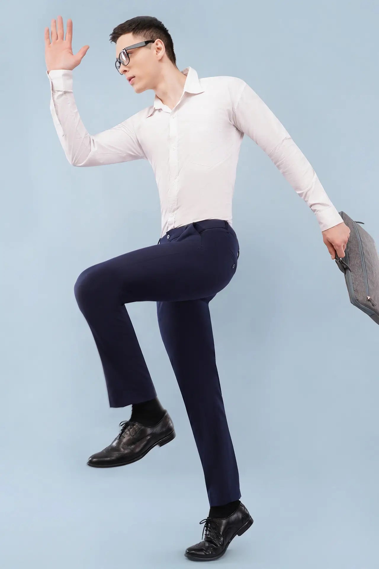 Ultra Stretch Sharp Edge Navy Blue Trousers