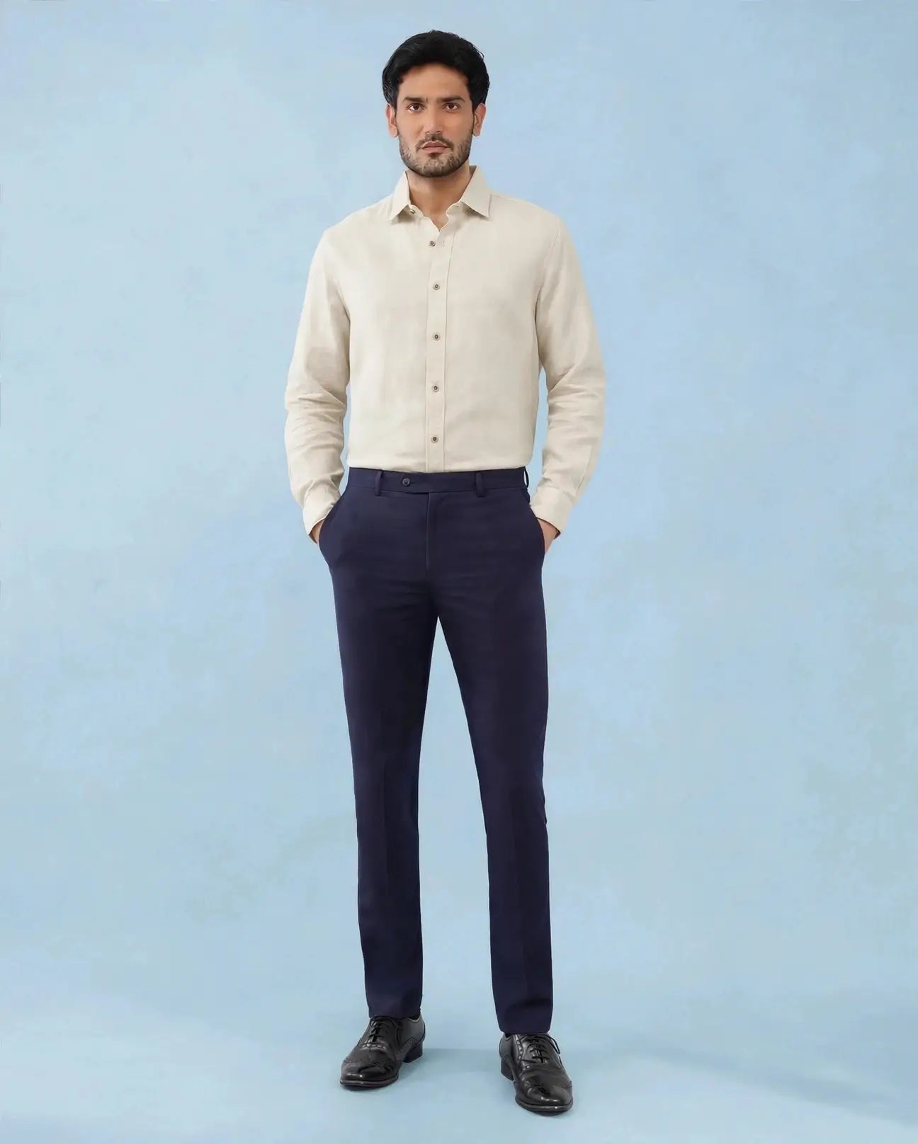 navy blue 4 way trouser ultra stretch flexi waist 