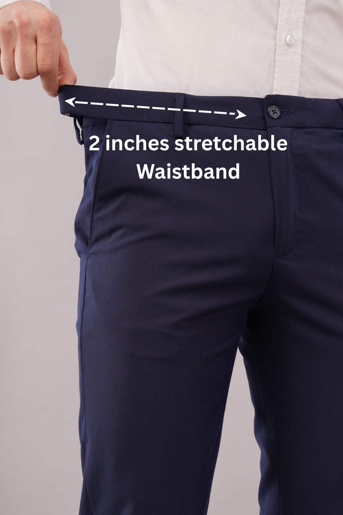 Blue Flexi Stretch pants with 2 inch waistband