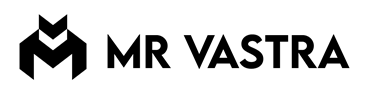 Logo of MR VAstra with a stylized letter 'M' on a white background