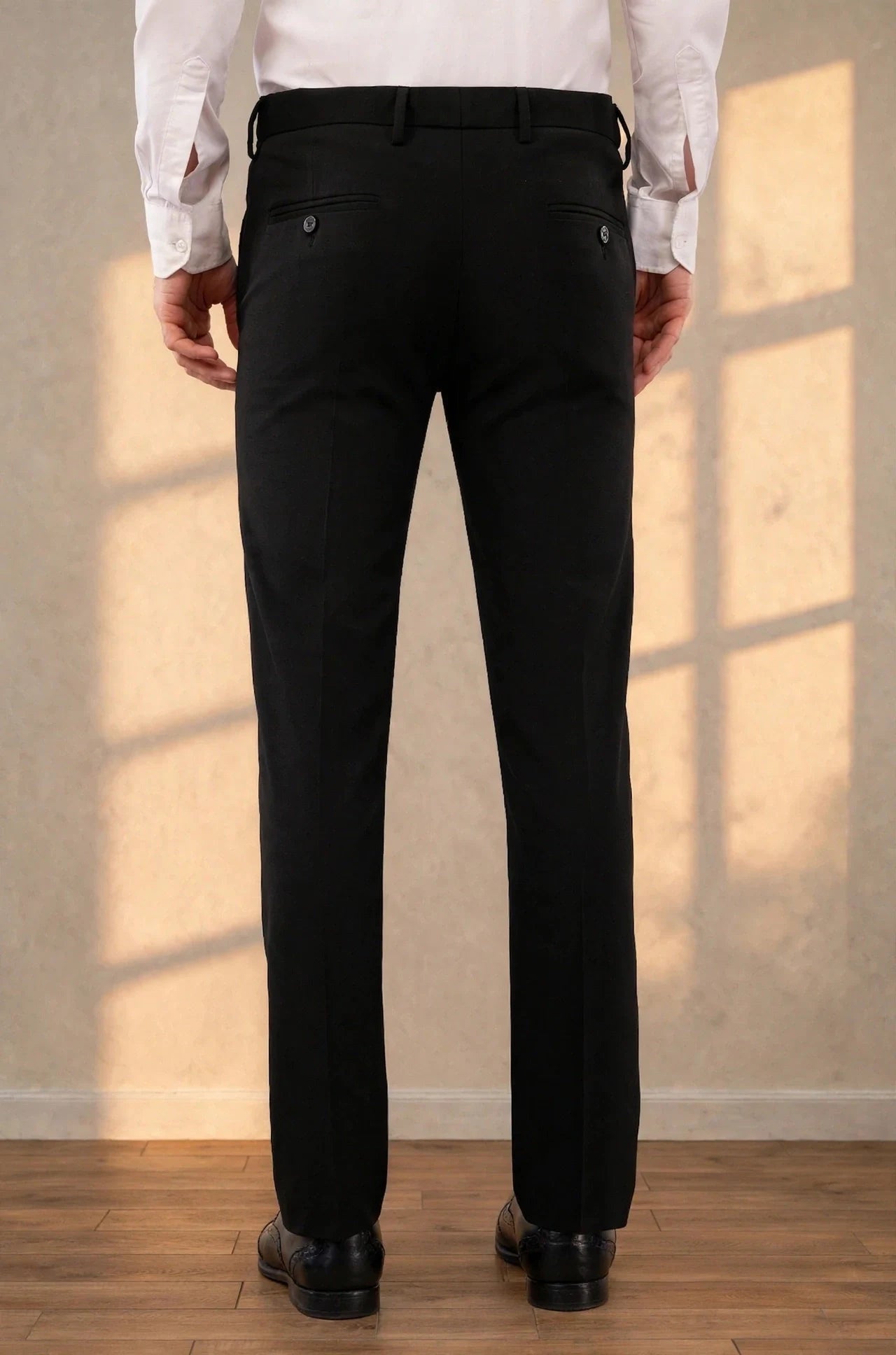 4 way black ultra stretch trouser back side