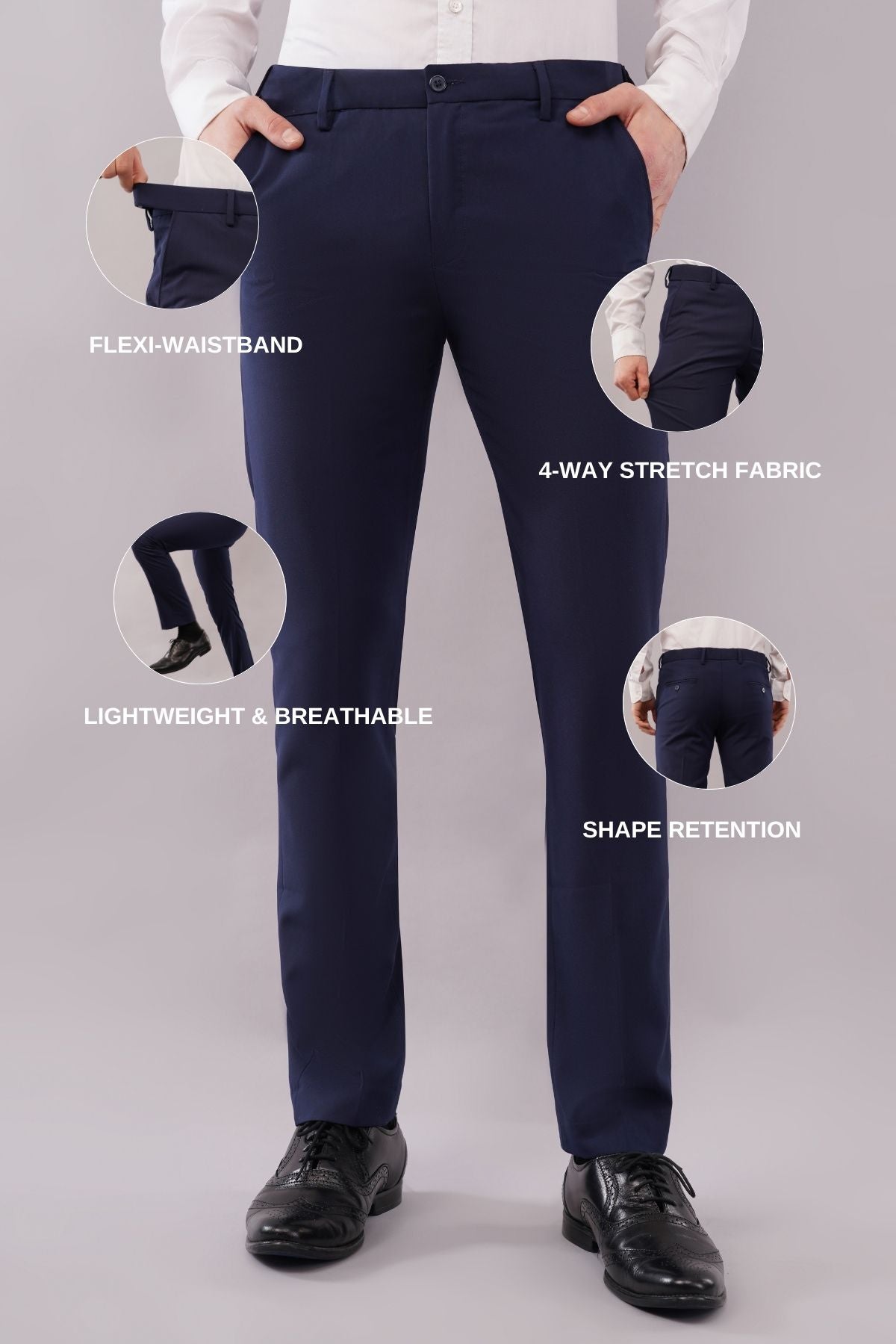 Ultra Stretch Regular Fit Blue Trousers
