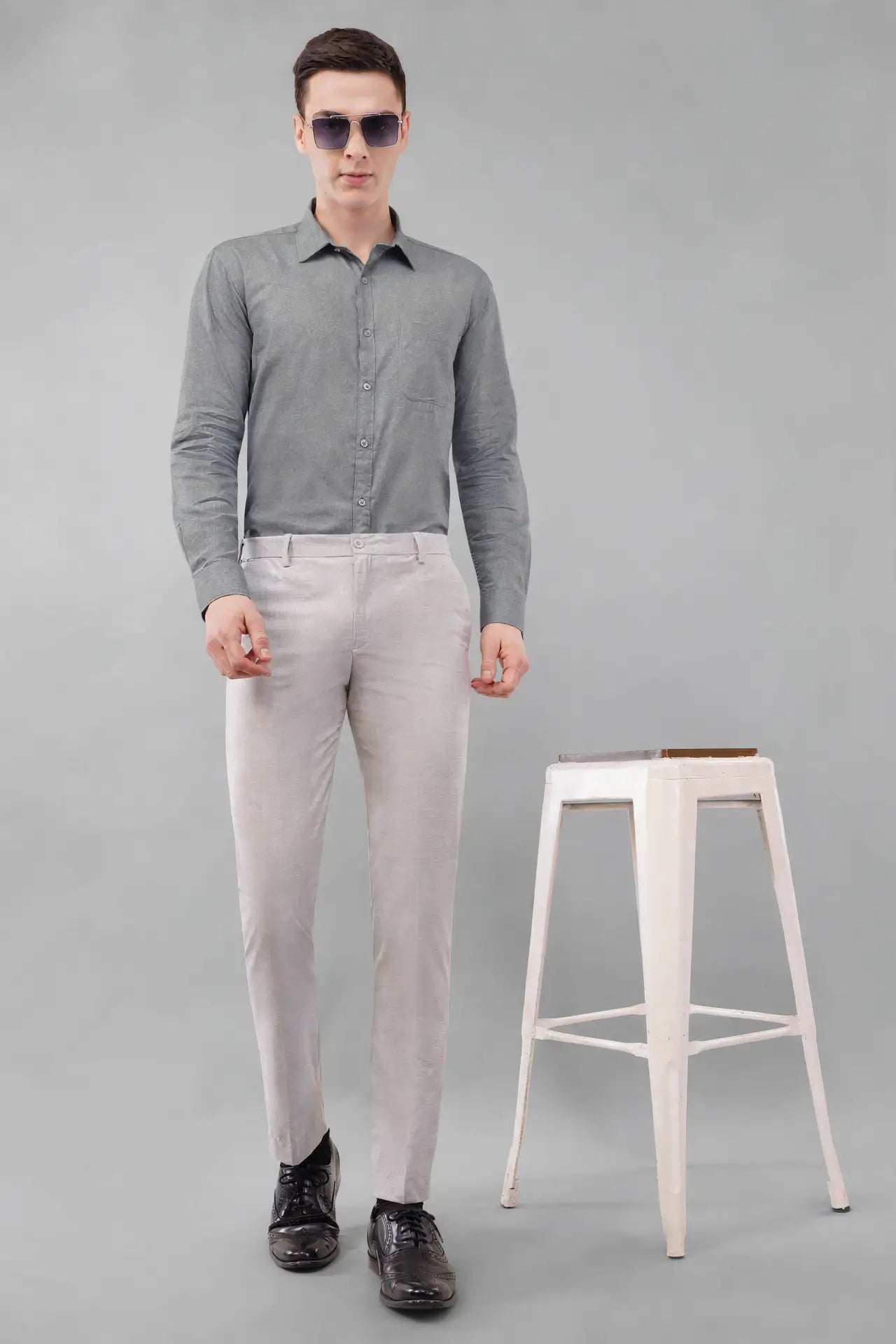 grey 2 way flexi waist stretchable pant for men