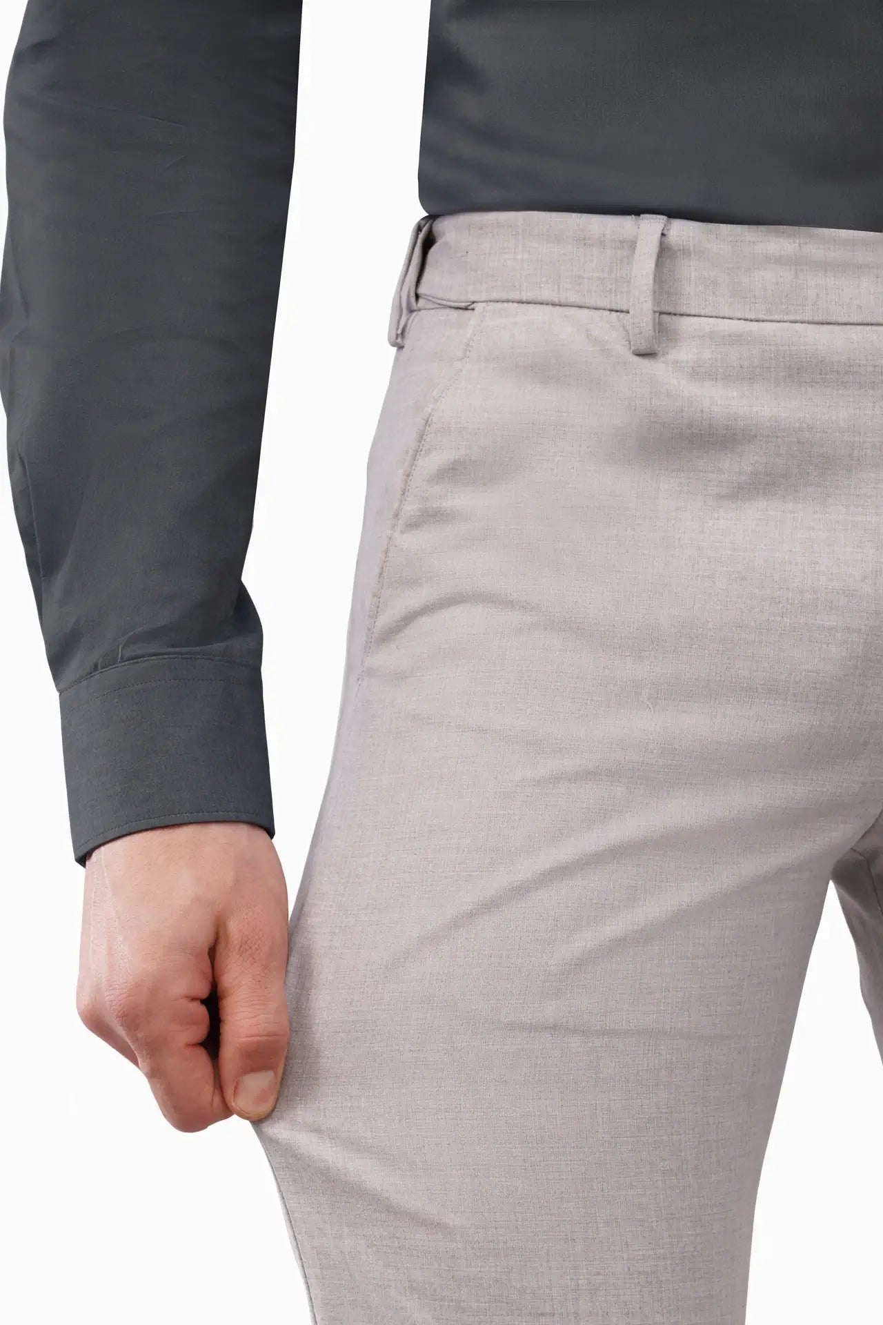 grey milange 2 way stretchable pant