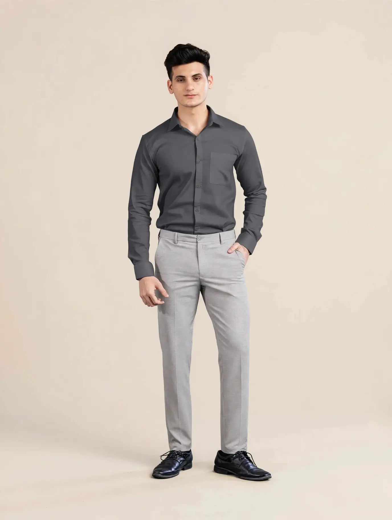 grey 2 way flexi waist stretchable pant