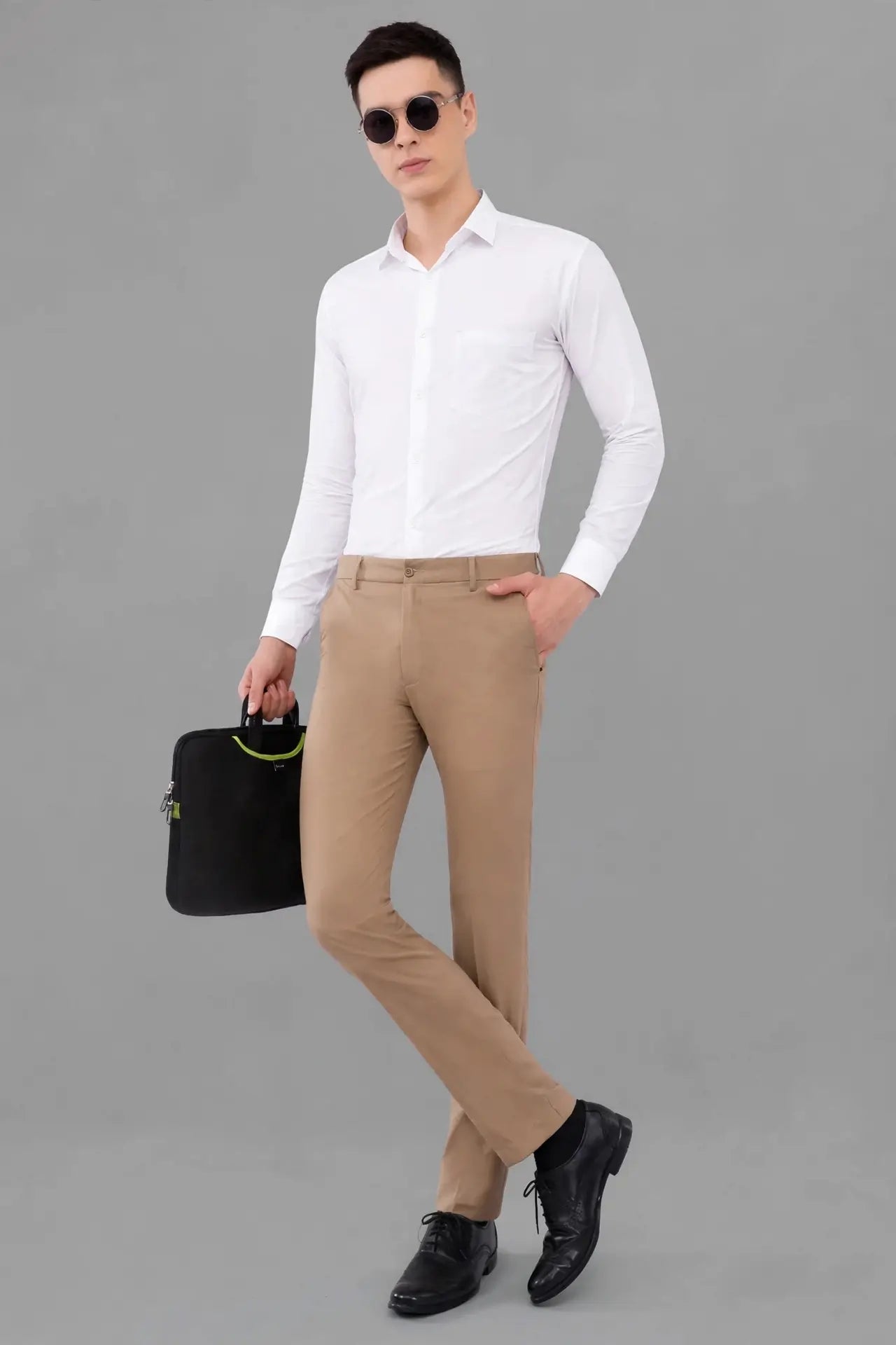 2 way stretchable flexi waist beige pant