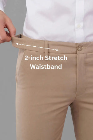 2 inch stretch beige stretchable pant for men